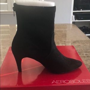 Aerosoles “Excess” Black Microsuede Ankle Boots